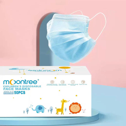 Moontree 50PCS Children Disposable 3Ply Face Masks Dustproof Wind Non-Woven Cartoon Face Shield