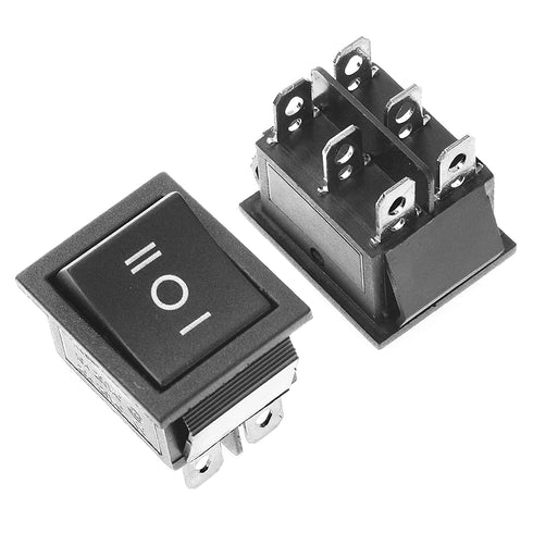 2Pcs DPDT 6 Pins 3 Position ON/Off/ON Black Rocker Toggle Switch for Car and Boat AC 20A/125V 16A/250V KCD2 by QTEATAK