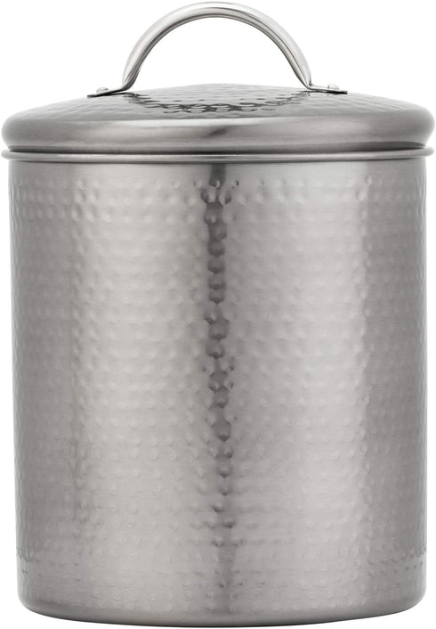 Amici Home Gunmetal Storage Canister Metal Can, 104 Fluid Ounces, Matte Silver