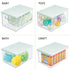 mDesign Plastic Bathroom Under Cabinet Stacking Storage Organizer Bin Box with Lid - Holds Soap, Body Wash, Shampoo, Lotion, Conditioner, Towels, Accessories, Body Spray, Mouthwash - Clear/Mint