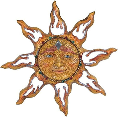 George S. Chen Imports SS-G-63047 Polyresin Yellow Mosaic Face Sun Wall Plaque Decoration, 11"