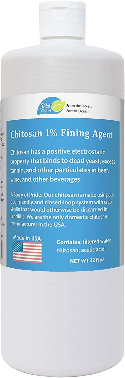 Chitosan 1% Beverage Fining Agent - Natural - Made In the USA By Tidal Vision