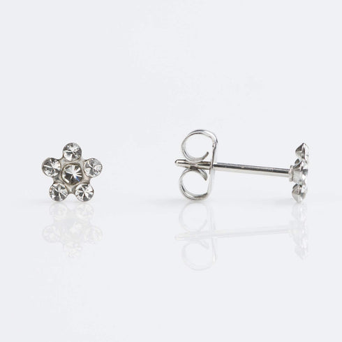 STUDEX Crystal Daisy Stud Earrings | Hypoallergenic and Nickel Free for Sensitive Ears | Surgical Stainless Steel Posts | Earrings for Women and Men-PR-6004W-S