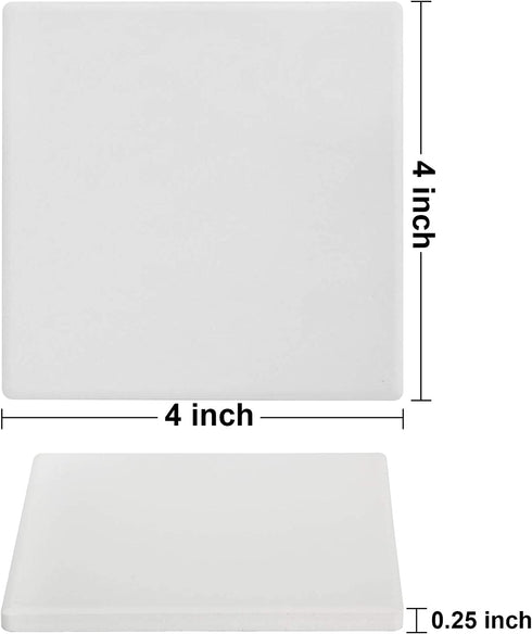 Ceramic Tiles for Crafts Coasters,14 Pack 4-Inches Unglazed Ceramic Coasters for Drinks with Cork Backing Pads,Use with Alcohol Ink or Acrylic Pouring Make Your Own DIY Coasters (Square)