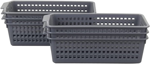 Leendines Small Plastic Storage Baskets, 6 Packs Small Office Baskets