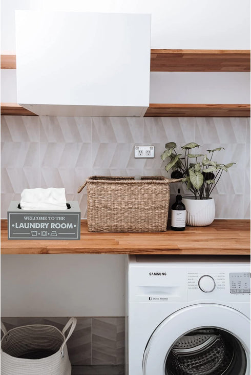 UCUDI Magnetic Dryer Sheet Dispenser Laundry Softener Sheets Holder Cover Box Farmhouse Laundry Room Wall Art Decor