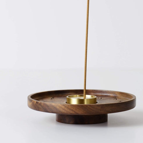 SeedWave Wooden Incense Holder for Sticks, Detachable Brass Incense Burner Holder, Handmade Lotus Incense Ash Catcher for Home Decor Yoga Spa Meditation
