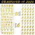5 Sheets Graduation Cap Stickers Decoration Glitter Alphabet Letter Stickers Self-Adhesive Rhinestone Letter Number Stickers for Grad Cap Craft Decorations (Gold)