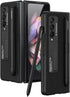 SHIEID Samsung fold 3 case with S Pen Holder, Z Fold 3 Case Leather with Kickstand Folio Flip Phone Case Cover Compatible with Samsung Galaxy Z Fold 3 5G 2021, Carbon Fiber Pattern