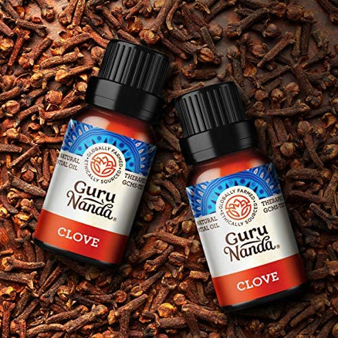 GuruNanda Clove Essential Oil (2 Pack x 15 ml) - 100% Pure Therapeutic Grade, Natural Healing Oil for Oral and Dental Care, Use in Diffuser for Invigorating Spicy Scent