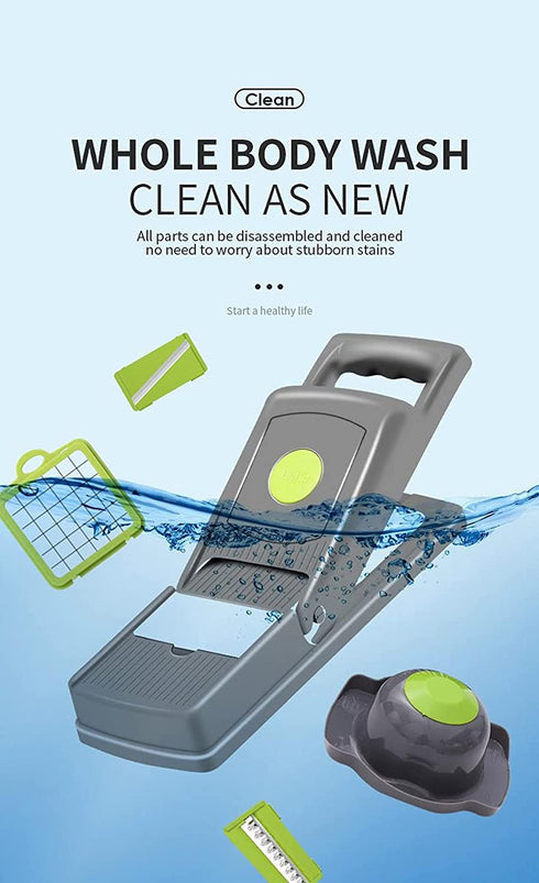 14 in1 Vegetable Chopper, Cutter Chopper, Multifunctional Veggie Chopper, Food Chopper with Container, Onion Chopper, Chopper Vegetable Cutter with 8 Blades - Grey