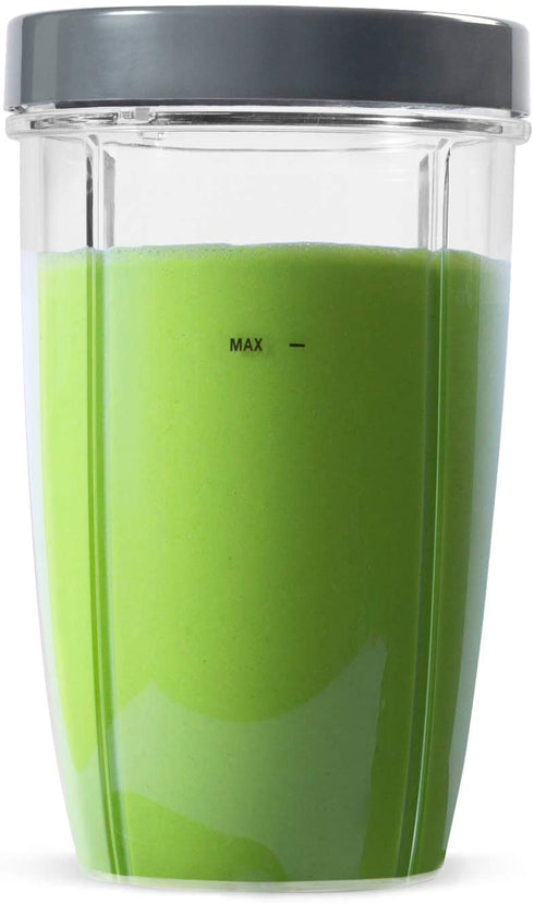 NutriBullet 24 Ounce Tall Cup with Standard Lip Ring, Clear/Gray