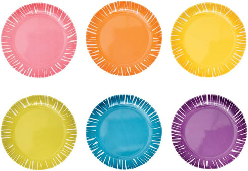 French Bull Assorted Plates-6 Piece Set-Melamine Dinnerware, Serving, Party, Platter, Dish, 6" Fringe Appetizer