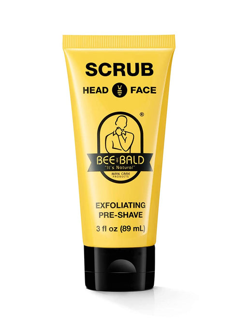 BEE BALD SCRUB Exfoliating Pre-Shave deep cleans and removes pore clogging dirt, oil and dry, flaky skin, preparing it for a ‘super close shave’ and leaving it ‘smoother than a baby's behind’, 3 Fl. Oz.