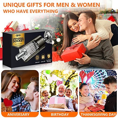 Universal Socket Tool Men Gifts - Sockets Set Super Grip with Adapter Drill Christmas Stocking Stuffers Birthday Gifts for Dad Husband Women Him Father Boyfriend Cool Gadgets Handy Stuff (7-19mm)