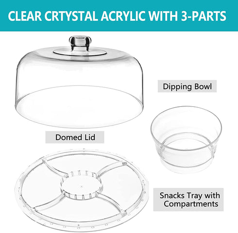 HBlife Acrylic Cake Stand with Dome Cover Multifunctional Serving Cookie Platter Punch Bowl and Cake Plate for Dessert Table Display for Parties (6 Uses)