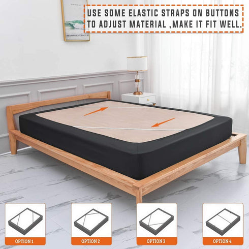 Twin Six Premium Bed Box Spring Cover, Twin/Twin XL Size, Update Bed Skirt, Mattress Protector Encasement, Black