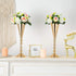2 Pcs Tabletop Metal Wedding Flower Trumpet Vase, Table Decorative Centerpiece, Artificial Flower Arrangements for Anniversary Ceremony Party Birthday Event Aisle Home Decoration (Gold)
