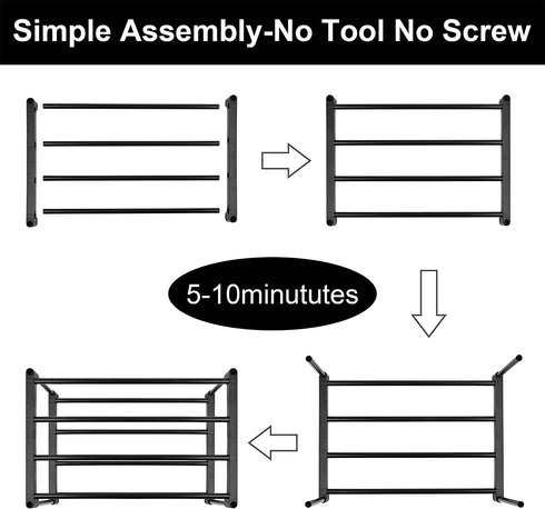 Shoe Rack Sturdy Metal Shoe Rack Organizer for Entryway, Multifunctional Space Saving Shelf Organizer for Home Storage (5 Tier)