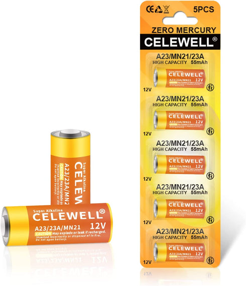 CELEWELL A23 23A Alkaline (5-Pack) Battery Same as 23AE L1028 MN21 ?5-Year Warranty?