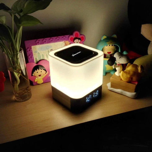 Elecstars LED Alarm Clock Bluetooth Speaker - Portable Night Light Touch Sensor Bedside Lamp with Dimmable Desk Lamp Support MP3, USB, AUX Best Gift for Kids, Party, Bedroom, Outdoor.