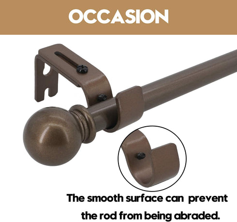 AddGrace Adjustable Curtain Rod Bracket, Fits up to 1 inch Curtain Rod, Set of 6, Sturdy Extendable Curtain Rod Holder, Metal Single Rod Bracket for Wall (Bronze)