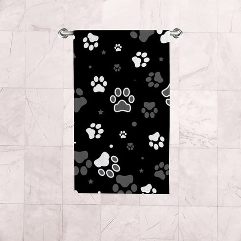XOLLAR 2 pcs Hand Towels Black White Dog Paw Print, Absorbent Soft Bath Towel Body Hair Drying Cloth for Bathroom Kitchen Gym Spa, 30? x 15? Quick Dry