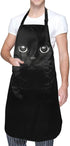 MSGUIDE Cute Black Cat Apron for Women with Pockets Adjustable Bib Apron Waterproof Home Kitchen Cooking Baking Gardening Apron