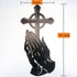 Steel Peaceful Praying Hands with Cross for Prayer - 15"X7" Inch Large Metal Wall Mount Holy Decor and Bibical Hanging Decoration (Black)