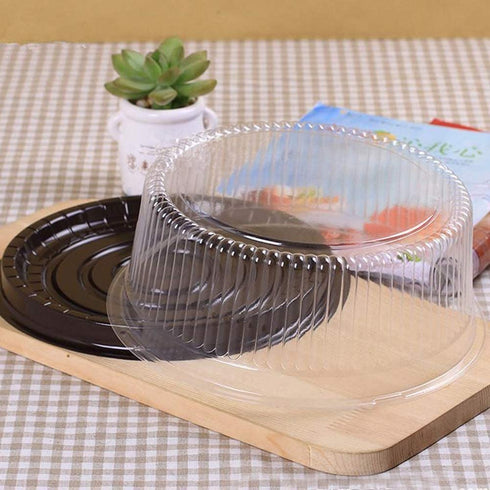 8" Plastic Disposable Cake Containers Carriers with Dome Lids and Cake Boards | 10 Round Cake Carriers for Transport | Clear Bundt Cake Boxes/Cover