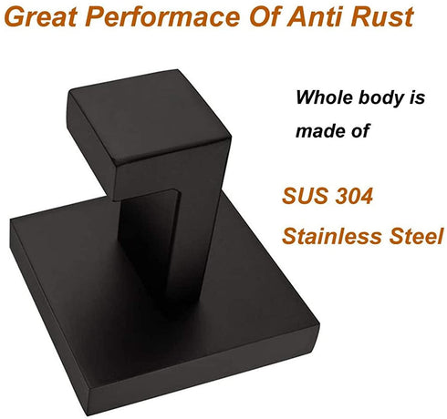 Nolimas 2 Pack Matte Black Towel Hook Stainless Steel Bathroom Rustproof Clothes Towel Coat Hook Wall Mounted Square Toilet Kitchen Heavy Duty Door Hanger