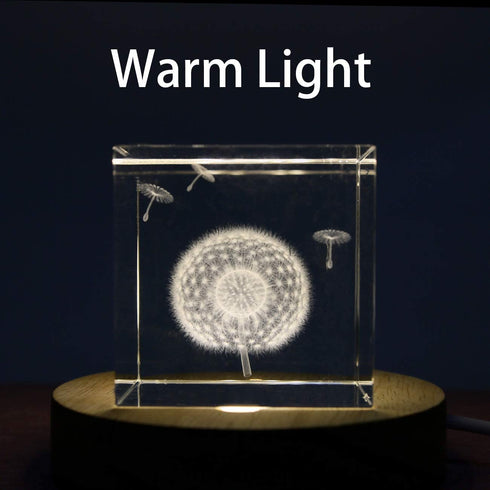 Mintso Wood LED Dimming Display Base for Glass Crystal,4 Inch White/Warm Lighted