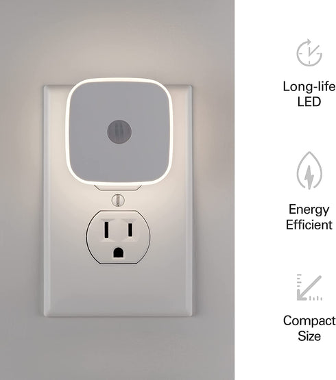 Lights By Night LED Motion Sensor Night Light, Plug-in, 25 ft. Motion Detection Range, Compact, UL-Certified, Energy Efficient, Ideal for Kids, Bedroom, Bathroom, Kitchen, Hallway, 58803, 2 Pack