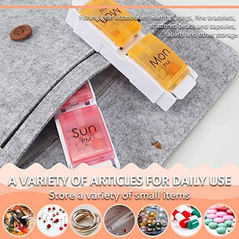 AM PM Pill Organizer,SZREDU 7 Day Weekly Pill Case, 2 Times a Day Pill Container, Medication Organizer with Unique Push-Button Pop Open Design for Vitamin, Fish Oils,Capsules