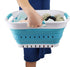 SAMMART 19L (5 Gallon) Collapsible Super Mini 3 Handled Plastic Laundry Basket - Foldable Pop Up Storage Container/Organizer - Space Saving Hamper/Basket (1, White/Bright Blue)