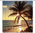 XZMAN Beach Shower Curtain Tropical Hawaii Coastal Palm Tree Ocean Sunset Wave Nature Landscape Black Yellow Fabric Bathroom Decor Curtain Set Include Hooks,(70" WX70 H)