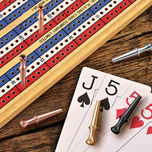 48 Pcs Metal Cribbage Pegs Cribbage Board Pegs Metal Nails Fit 1/8 Holes Toy Game Accessories with Drawstring Storage Pouch for Cribbage Traditional Board Game, 4 Colors