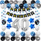 40th Birthday Decorations for Men Women Boy Girl,Blue Black Birthday Party Supplies with 40 Silver Number Balloon Happy Birthday Banner for 40th and 4th Birthday Party