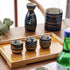 Sake Set Blue Japanese 5 Pieces Traditional Japanese Sake Cup Set Hand Painted Design Porcelain Pottery Ceramic Cups Crafts Wine Glasses Gifts (Blue Wise, 200 ML)