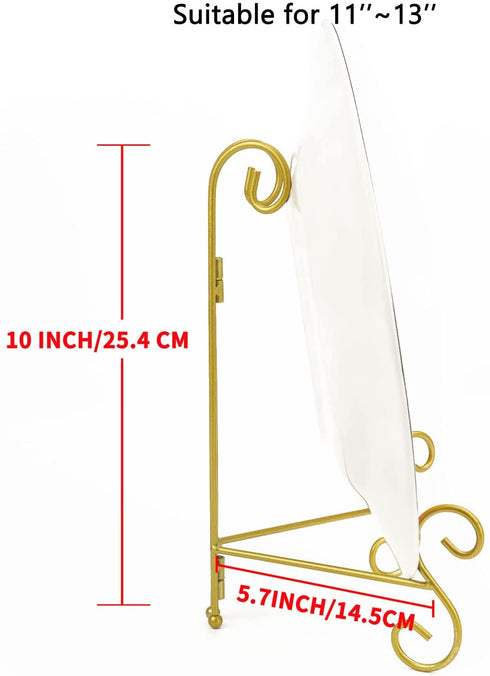 vesclair Plate Stand, 10 Inch Gold Iron Photo Holder Stand Easel Plate Display for Home Decoration, Picture Frame Holder Stand Book Display Stand