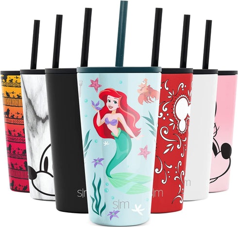 Simple Modern Disney Insulated Tumbler Cup with Flip Lid and Straw Lid | Reusable Stainless Steel Water Bottle Iced Coffee Travel Mug | Classic Collection | 16oz The Little Mermaid Ariel's Treasures