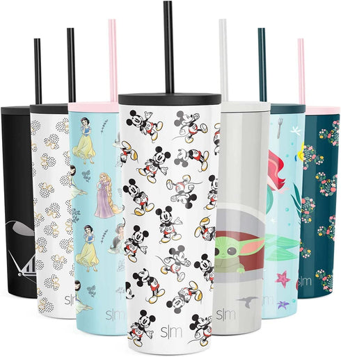 Simple Modern Disney Character Insulated Tumbler Cup with Flip Lid and Straw Lid | Reusable Stainless Steel Water Bottle Iced Coffee Travel Mug | Classic Collection | 24oz Mickey Mouse Retro