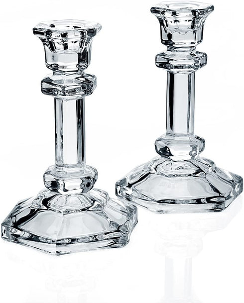 James Scott Classical Crystal Candlestick Pair - Set of 2