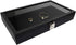 Ikee Design Leatherette Wooden Jewelry Display Case with Glass Top and Black Velvet Pad, Home Organization Storage Box, Wooden Jewelry Tray for Collectibles, 14.75"W x 8.25"D x 2.13''H