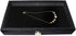 Ikee Design Leatherette Wooden Jewelry Display Case with Glass Top and Black Velvet Pad, Home Organization Storage Box, Wooden Jewelry Tray for Collectibles, 14.75"W x 8.25"D x 2.13''H