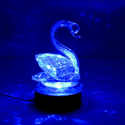 YUANHEN Crystal Swan Figurine Night Light Wood LED Light Base USB Interface 7 Colors Light Paperweight Home Decorations Collection Holiday Gifts Keepsake WCS