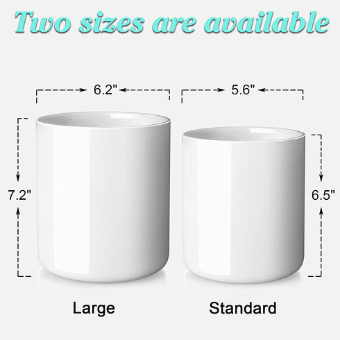 White Kitchen Utensil Holder for Countertop - ALELION 6.5" Cooking Utensil Holder for Kitchen Counter, Ceramic Utensil Crock for Kitchen Utensils, Dishwasher Safe, Cream White