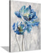 Flower Artwork Canvas Wall Art: Abstract Bright Blue Lotus Floral Picture Giclee Print on Canvas for Bathroom (12? x 16? x 1 Panel)