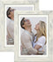 Alkerman 4x6 Picture Frames ?pack of 2?,Display Pictures 3.5x5 with Mat or 4x6 Without Mat, Rustic White Wood Pattern High Definition Glass for Table Top Display and Wall Mounting Photo Frame