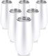 6 Pieces Stemless Champagne Flutes Double-insulated Champagne Tumbler with Lips, 6 OZ Stainless Steel Unbreakable Cocktail Cups for Coffee Wine Glass Tumbler (White)